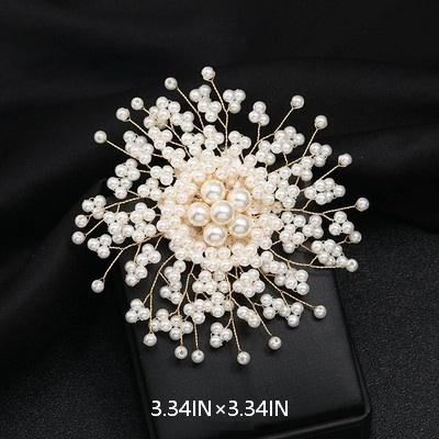 SUPERVALUECHOICE HCSESA00105 Vintage Elegant Faux Pearl Flower Handmade Brooch, Suit/Jacket Accessory Pin, Suitable For Weddings, Banquets And Special Occasions