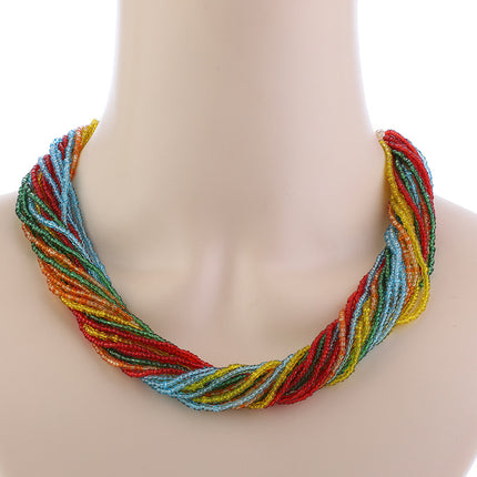 SUPERVALUECHOICE HCSEVA00015 Retro Vintage Layered Beaded Necklace for Women, Chic Statement Choker Jewelry, Elegant Everyday Necklace