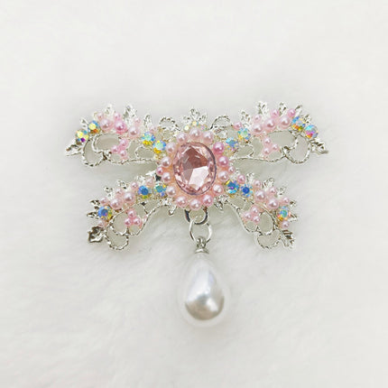 SUPERVALUECHOICE HCSESC00001 Vintage Imitation Pearl Bow Rhinestone Pin