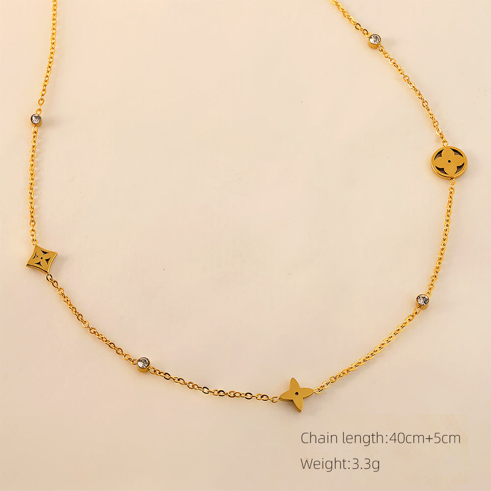 SUPERVALUECHOICE HCSEVA00012 Round Diamond Four-Leaf Clover Necklace