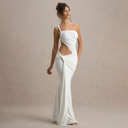 SUPERVALUECHOICE HCSEAB00002 One-Shoulder Cutout Ruched Maxi Dress