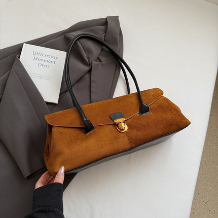 SuperValueChoice HCSEFA00037 Luxury Suede Tote Bag Women Brown Shoulder Handbag