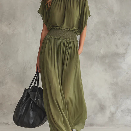 SUPERVALUECHOICE HCSEAA00046 Womens Chiffon Waist-Cinching Ruched Elegant And Sophisticated Long Dress