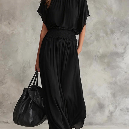 SUPERVALUECHOICE HCSEAA00046 Womens Chiffon Waist-Cinching Ruched Elegant And Sophisticated Long Dress