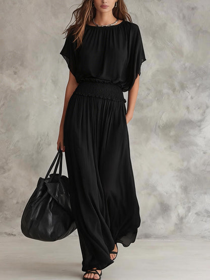SUPERVALUECHOICE HCSEAA00046 Womens Chiffon Waist-Cinching Ruched Elegant And Sophisticated Long Dress