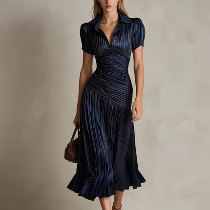SUPERVALUECHOICE HCSEAA00041 Striped Ruched Shirt Midi Dress