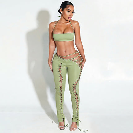 SUPERVALUECHOICE HCSEBB00029 Crop Top & Lace-up Pants Set
