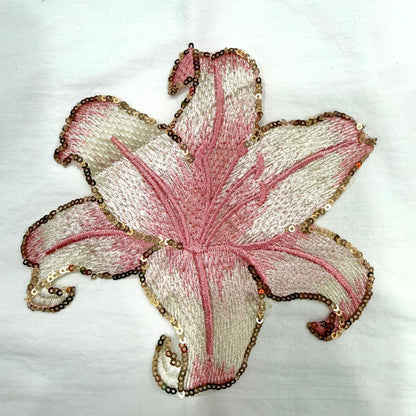 SUPERVALUECHOICE HCSEYC00017 Gold Sequin Lily Flower Embroidery Patch
