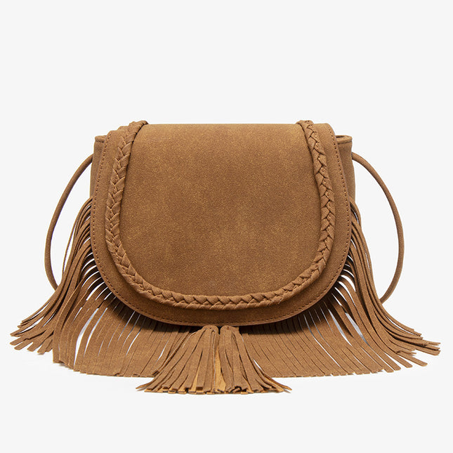 SuperValueChoice HCSEFA00035 Vintage Suede Fringe Shoulder Bag Women Large Capacity Handbag