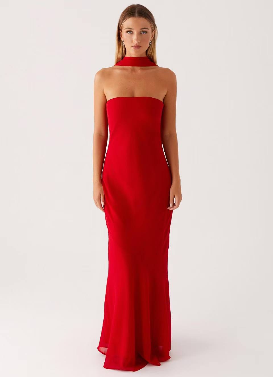 SUPERVALUECHOICE HCSEAB00005 Floral Chiffon Strapless Maxi Dress