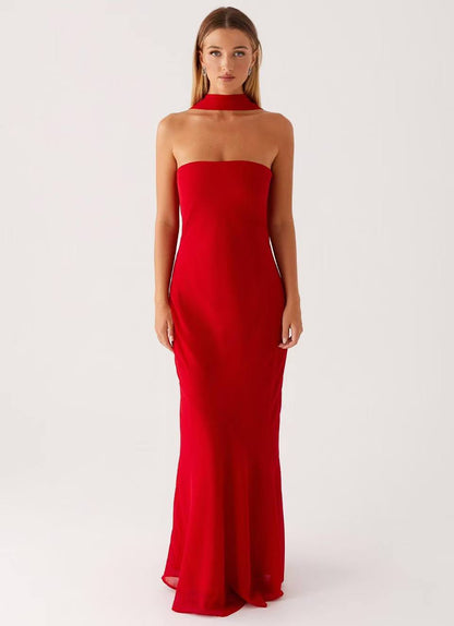 SUPERVALUECHOICE HCSEAB00005 Floral Chiffon Strapless Maxi Dress