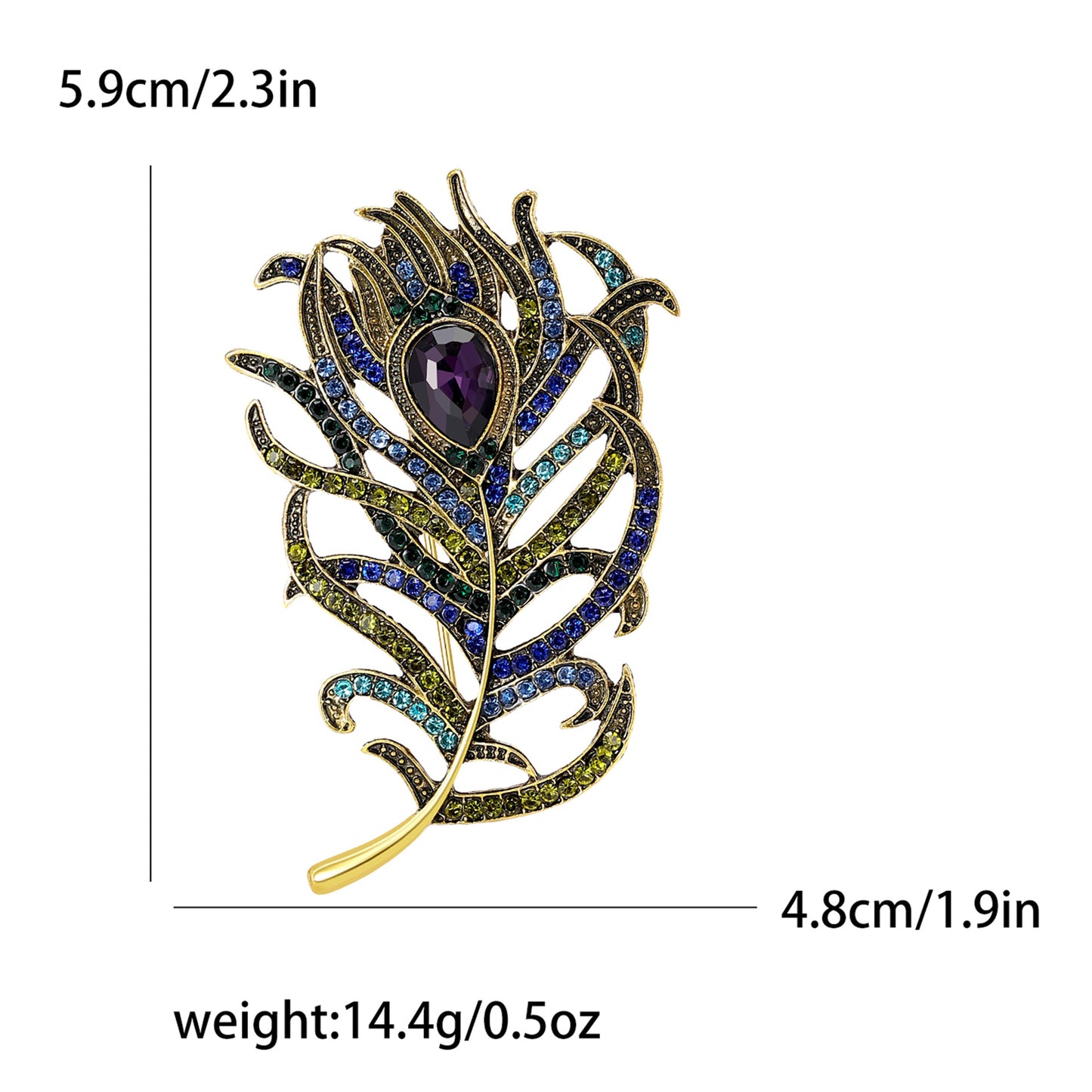 SUPERVALUECHOICE HCSESA00021 Vintage Peacock Feather Brooch