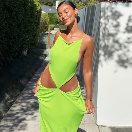 SUPERVALUECHOICE HCSEAC00016 Backless Cutout Draped Maxi Dress