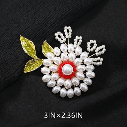 SUPERVALUECHOICE HCSESA00105 Vintage Elegant Faux Pearl Flower Handmade Brooch, Suit/Jacket Accessory Pin, Suitable For Weddings, Banquets And Special Occasions