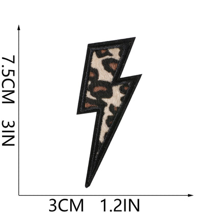 SUPERVALUECHOICE HCSEYSF00001 Leopard Print Shape Embroidered Patch Pack Heart Bow Star Lightning Bolt Iron On Appliques for Denim Jeans Bag Craft Supply