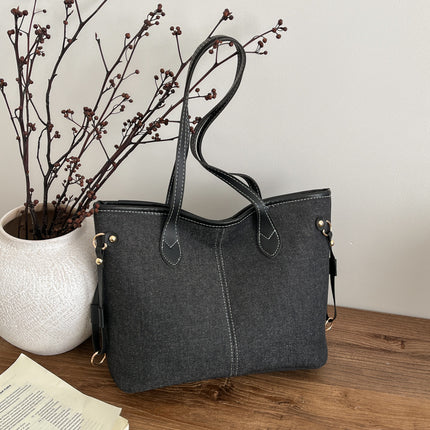 SuperValueChoice HCSEFA00052 Splicing Tote Bags - Large Capacity Contrasting Color Single Shoulder Bags for Everyday Use