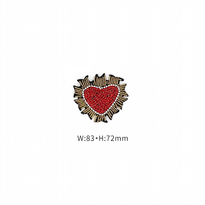 SUPÊR VÃLUE CHOICE  HCSEYD00014 Sacred Heart Sequin Beaded Applique Gold Radiant Heart Rhinestone Sew On Patch for Jacket Jeans Tote Bag DIY Craft Decor