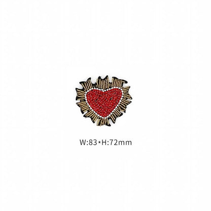 SUPÊR VÃLUE CHOICE  HCSEYD00014 Sacred Heart Sequin Beaded Applique Gold Radiant Heart Rhinestone Sew On Patch for Jacket Jeans Tote Bag DIY Craft Decor