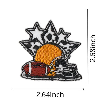 SUPERVALUECHOICE HCSEYSB00004 9 Pack Leopard Print Football Themed Iron On Patches Game Day Football Mom Embroidered Appliques for Jacket Hat Backpack Sports Clothing Decor