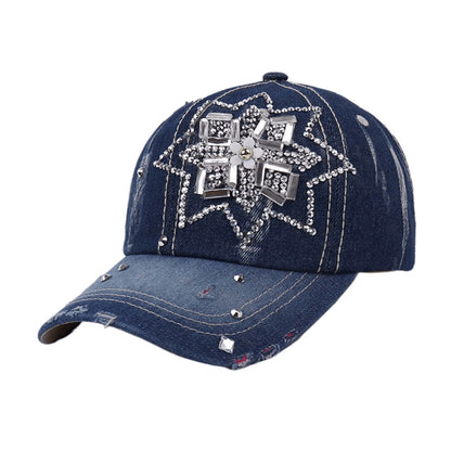 SUPERVALUECHOICE HCSEK00018 Rhinestone Pattern Denim Baseball Cap