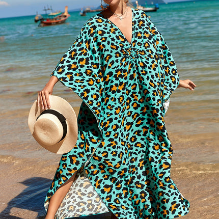 SUPERVALUECHOICE HCSEAD00003 Oversized Kaftan Maxi Dress, V‑Neck Batwing Sleeve Loose Long Caftan, Bohemian Beach Cover‑Up for Women, Plus Size Friendly