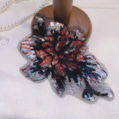SUPERVALUECHOICE HCSEYC00018 Multi-Color 3D Layered Sequin Rose Embroidery Applique Floral Patch