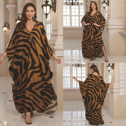 SUPERVALUECHOICE HCSEAD00010 Oversized Kaftan Maxi Dress, V‑Neck Batwing Sleeve Loose Long Caftan, Bohemian Beach Cover‑Up for Women, Plus Size Friendly