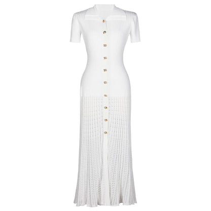 SUPERVALUECHOICE HCSEAA00001 Polo Collar Ribbed Knit Midi Dress