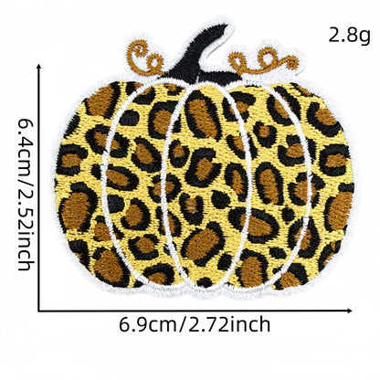 SUPERVALUECHOICE HCSEYSB00001 9 Pack Leopard Print Fall Iron On Patches Pumpkin Bow Heart Star Sunflower Truck Embroidered Appliques for Denim Jacket Hat Backpack DIY Decor