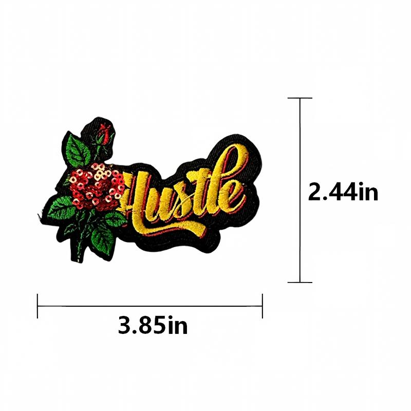 SUPERVALUECHOICE HCSEYC00019 Rose Sequin Embroidered Patch Iron On Floral Word Patch for Denim Jacket Backpack DIY Clothing Decor