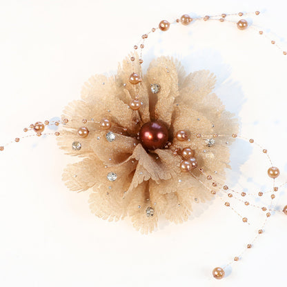 SUPÊR VÃLUE CHOICE  HCSEYG00002 3D Organza Fabric Flower Applique Feather Pearl Rhinestone Floral Patch Sew On Embellishment for Wedding Dress Costume Qipao DIY Craft Decor 3.14"×3.14"