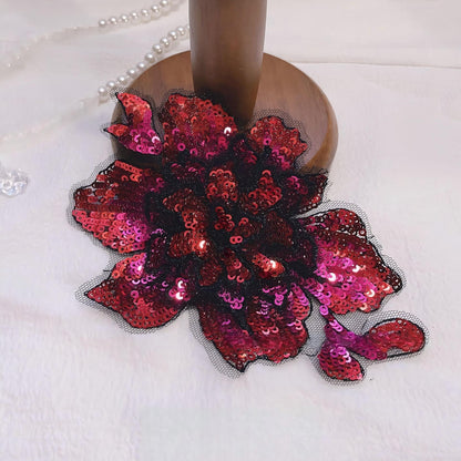 SUPERVALUECHOICE HCSEYC00018 Multi-Color 3D Layered Sequin Rose Embroidery Applique Floral Patch