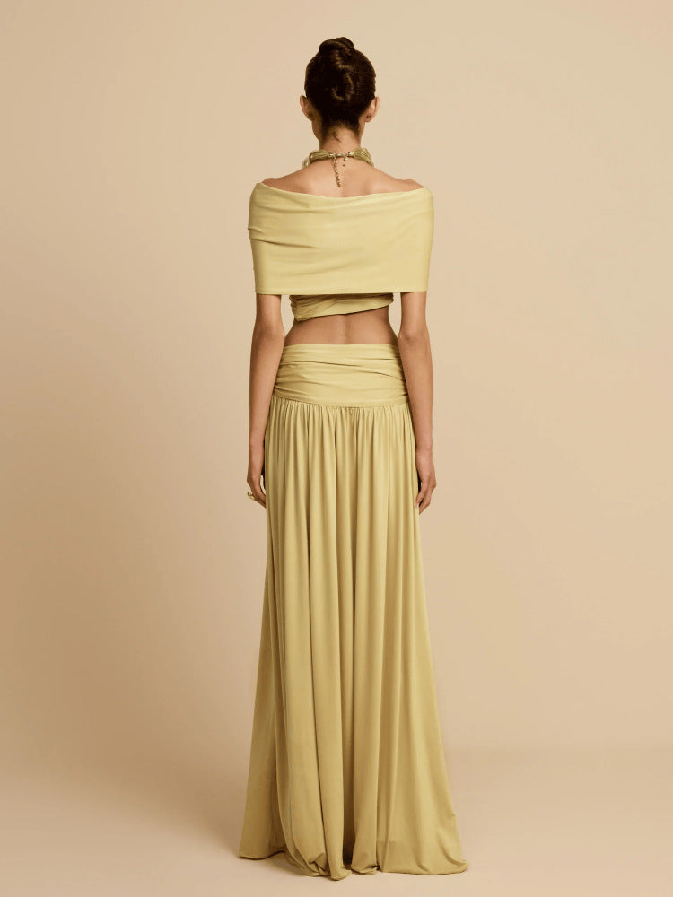 SUPERVALUECHOICE HCSEBA00002 Two-Piece Off-Shoulder Crop Top & Maxi Skirt Set