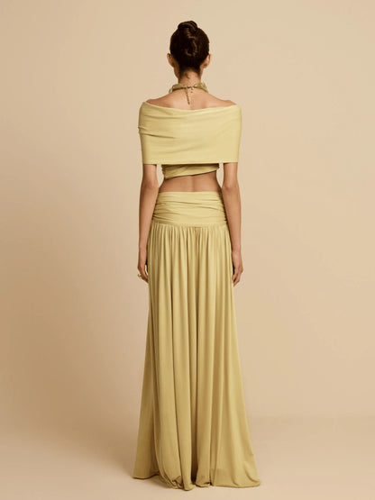 SUPERVALUECHOICE HCSEBA00002 Two-Piece Off-Shoulder Crop Top & Maxi Skirt Set