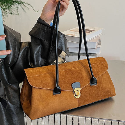 SuperValueChoice HCSEFA00037 Luxury Suede Tote Bag Women Brown Shoulder Handbag