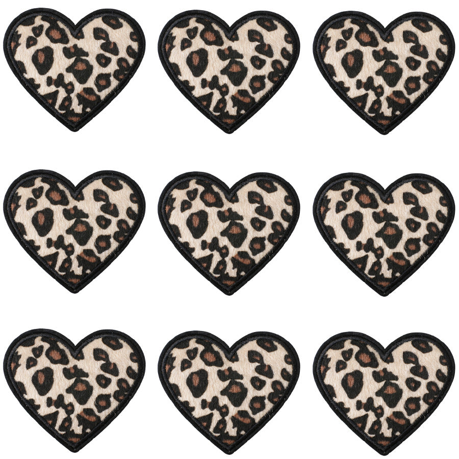 SUPERVALUECHOICE HCSEYSF00001 Leopard Print Shape Embroidered Patch Pack Heart Bow Star Lightning Bolt Iron On Appliques for Denim Jeans Bag Craft Supply