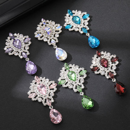 SUPERVALUECHOICE HCSESC00002 DIY Crafts Rhinestone Alloy Brooch Accessories Silver Flat Back 1.45*2.63inch Crystal Brooch Sparkling Crystal