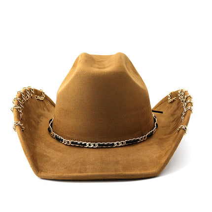SUPERVALUECHOICE HCSEK00040 Suede Western Cowboy Hat Unisex Wide Brim Hip Hop Style