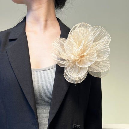 SUPERVALUECHOICE HCSESA00106 Fairy Style Oversized Yarn Flower Brooch - 20cm Fabric Corsage Pin for Womens Dress Accessories & Jewelry Gift