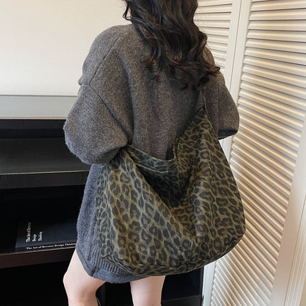 SuperValueChoice HCSEFA00069 Leopard Print Tote Handbag Women Canvas Crossbody Beach Bag Hobo Shoulder Tote Bag Aesthetic Cute Messenger Bag Vintage Crossbody Back