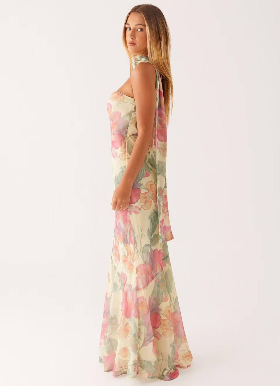 SUPERVALUECHOICE HCSEAB00005 Floral Chiffon Strapless Maxi Dress