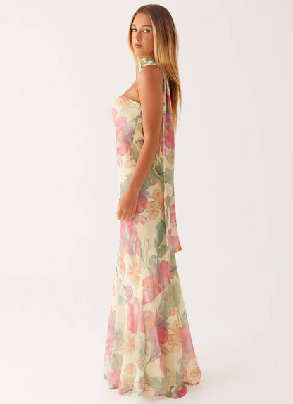 SUPERVALUECHOICE HCSEAB00005 Floral Chiffon Strapless Maxi Dress