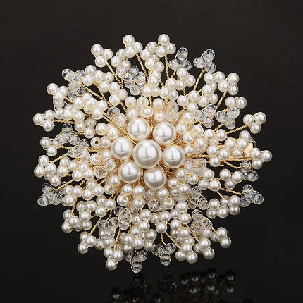 SUPERVALUECHOICE HCSESA00105 Vintage Elegant Faux Pearl Flower Handmade Brooch, Suit/Jacket Accessory Pin, Suitable For Weddings, Banquets And Special Occasions