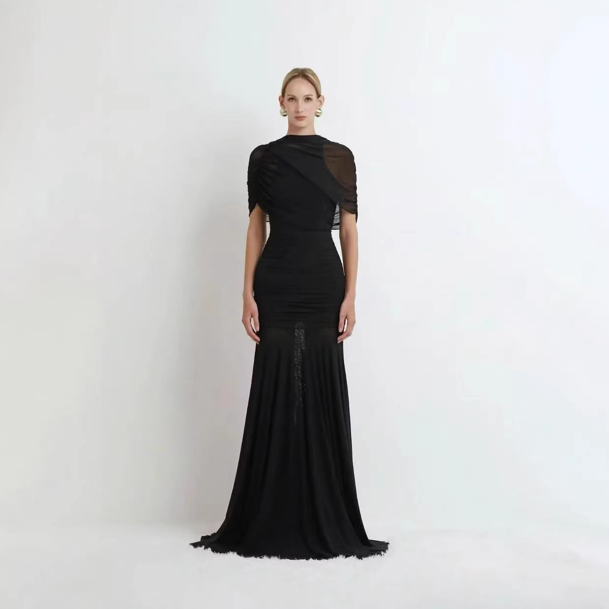 SUPERVALUECHOICE HCSEAA00008 Asymmetric Draped Ruched Gown