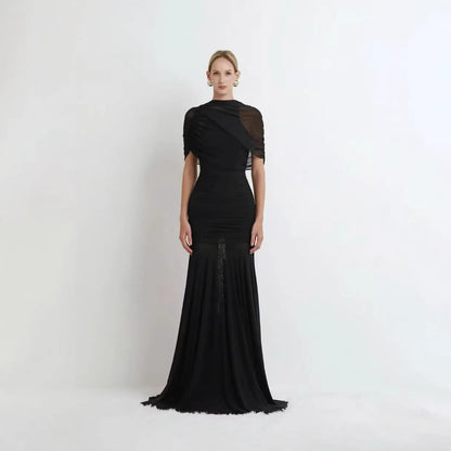 SUPERVALUECHOICE HCSEAA00008 Asymmetric Draped Ruched Gown