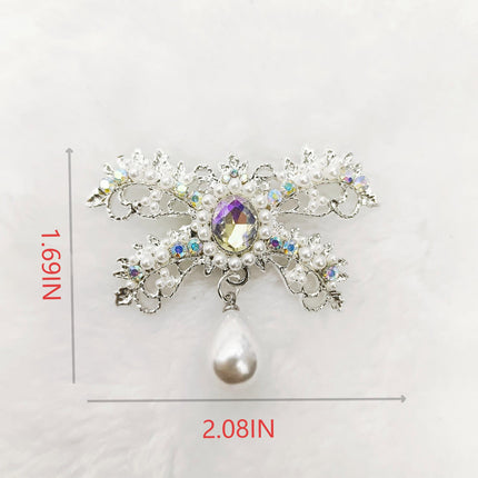 SUPERVALUECHOICE HCSESC00001 Vintage Imitation Pearl Bow Rhinestone Pin