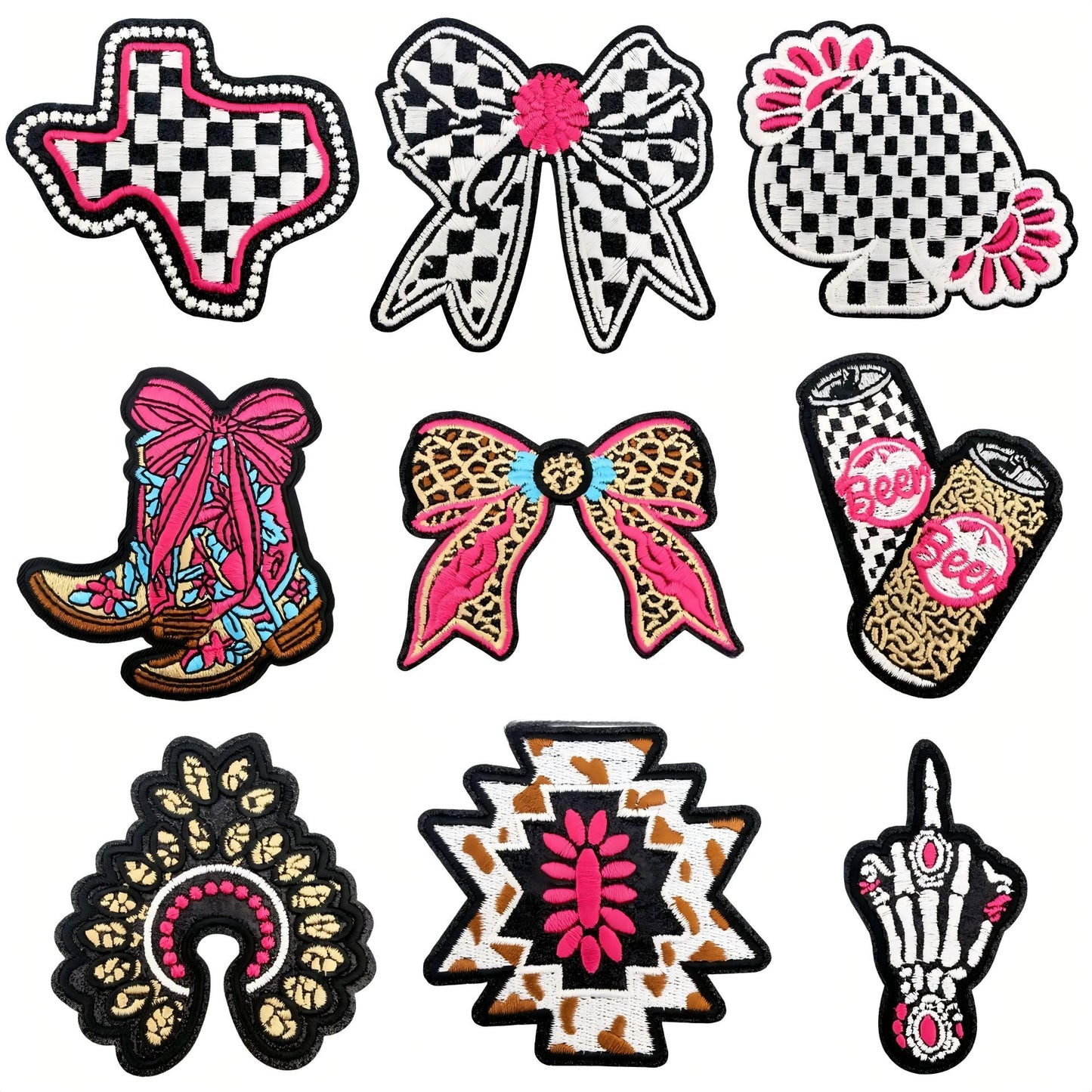 SUPERVALUECHOICE HCSEYSB000032 18Pcs Western Cowgirl Slogan Embroidered Iron On Patches Country Style Clothing DIY Appliques