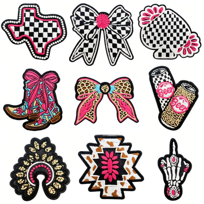 SUPERVALUECHOICE HCSEYSB000032 18Pcs Western Cowgirl Slogan Embroidered Iron On Patches Country Style Clothing DIY Appliques