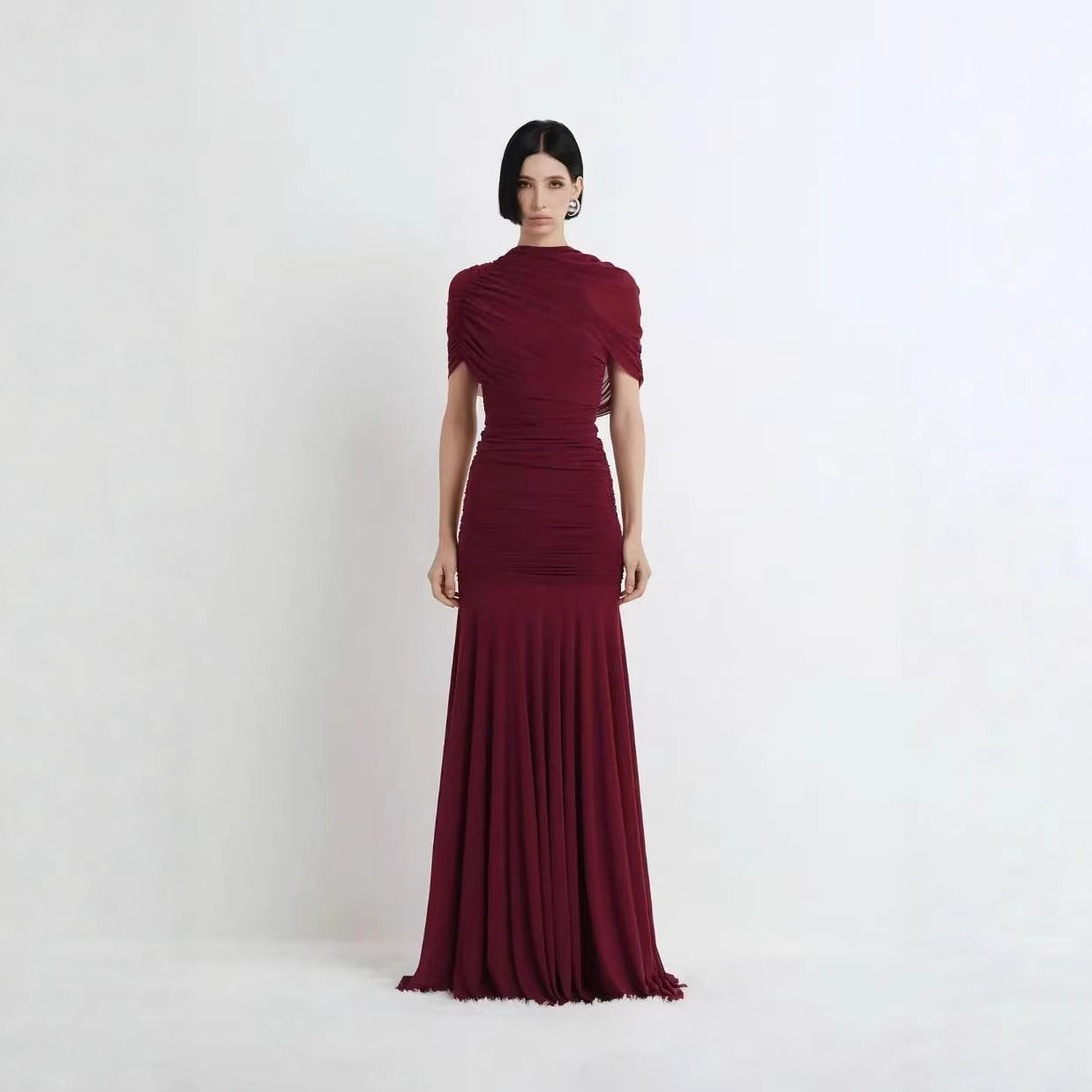 SUPERVALUECHOICE HCSEAA00008 Asymmetric Draped Ruched Gown