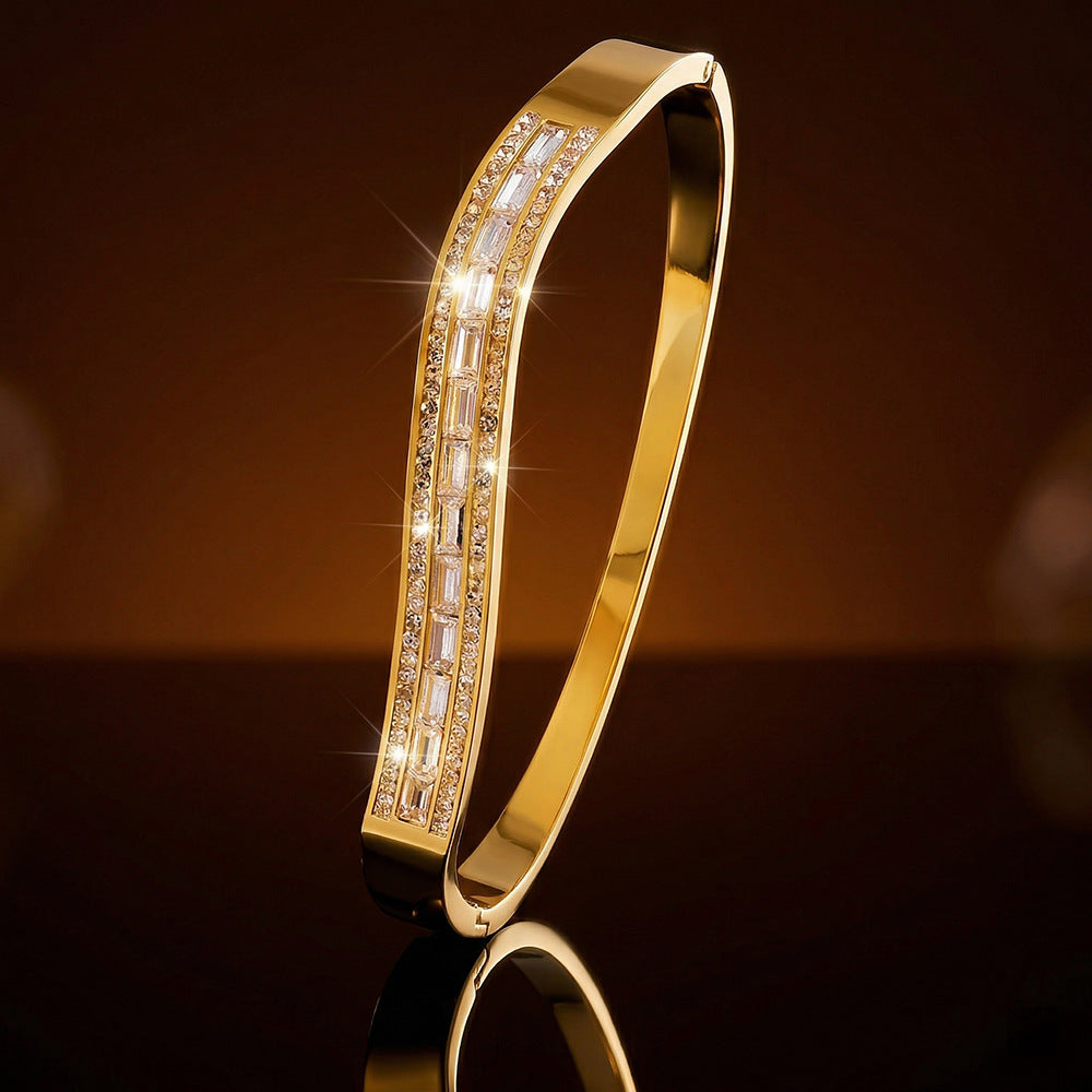 SUPÊR VÃLUE CHOICE HCSEX00001 Rose Gold Square Diamond Bracelet